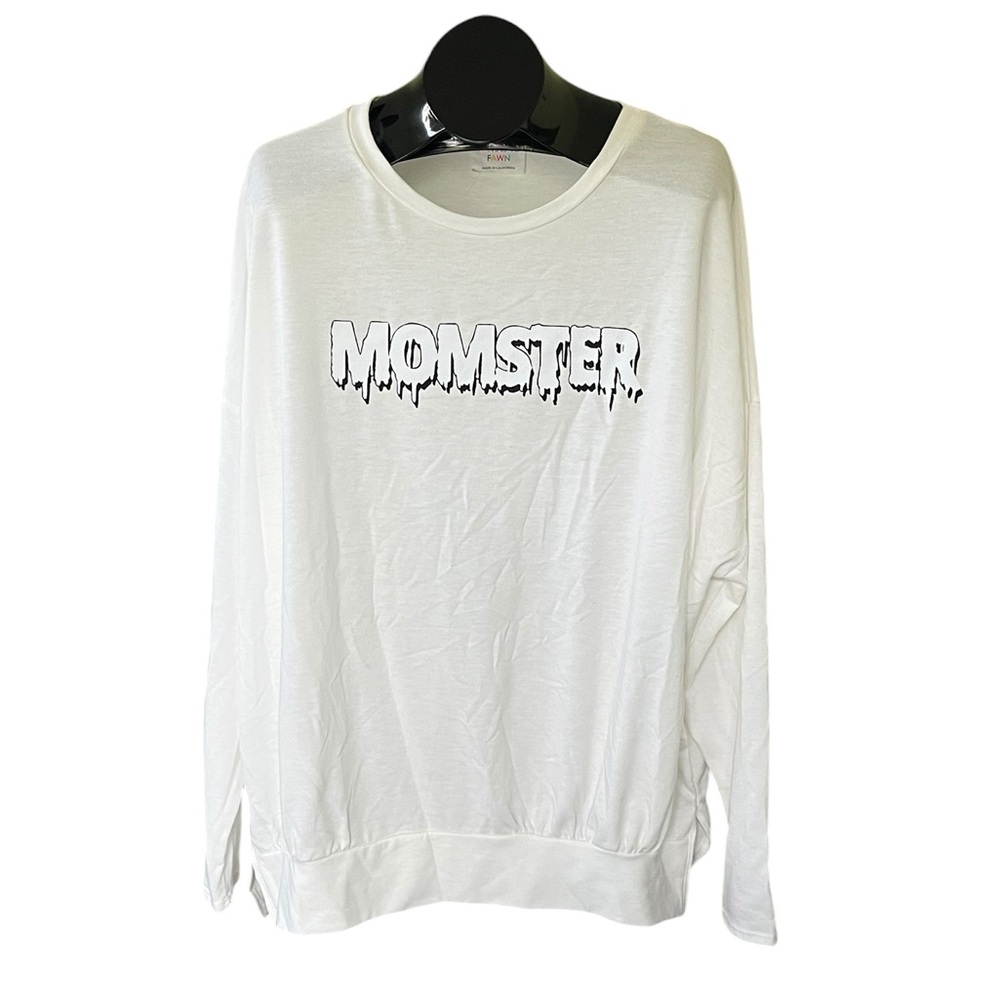 Fantastic Fawn White Tee with Dripping Momster Logo